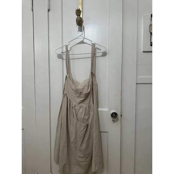 Neutral Cotton Sundress with Pockets – Adjustable Straps - Picture 1 of 12
